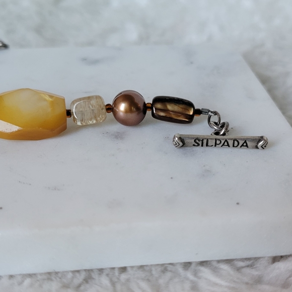 SILPADA Beaded Gemstone Bracelet w/ Shell, Horn, Glass, Pearls, Sterling, Bronze - Picture 7 of 8